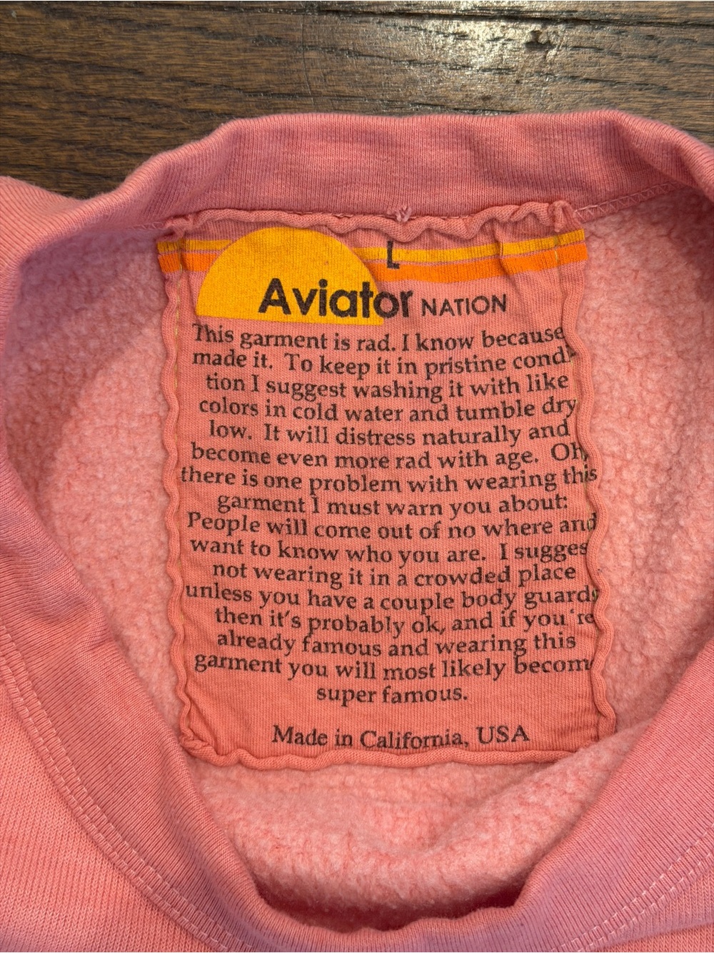 Aviator Nation Large Cropped Crewneck- Pink